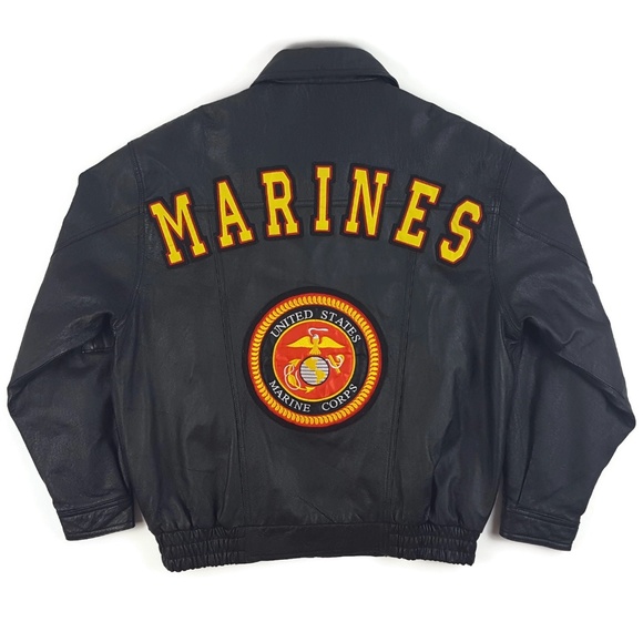 leather usa Other - Leather USA Marines Leather Quilted Zip Jacket